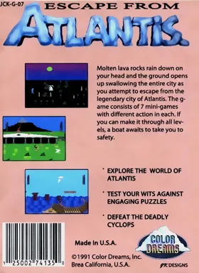 Escape from Atlantis, The (USA) (Proto 1) (Unl) box cover back